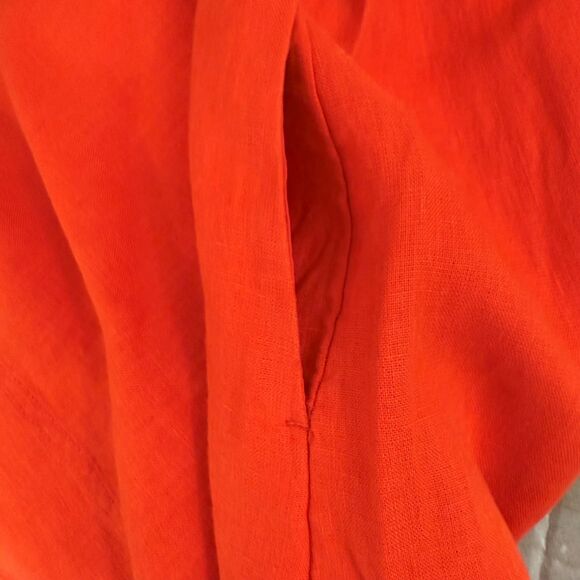 MADEWELL Mini Shift Dress S Linen Bright Flame Red Crew Neck Sleeveless NWT A2 - Picture 5 of 6